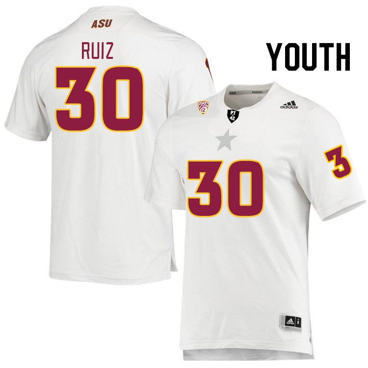 Youth #30 Anthony Ruiz Arizona State Sun Devils College Football Jerseys Stitched Sale-White